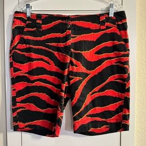 LOUDMOUTH Ladies Tiger Striped Golf Women’s Shorts Red Black Size 8